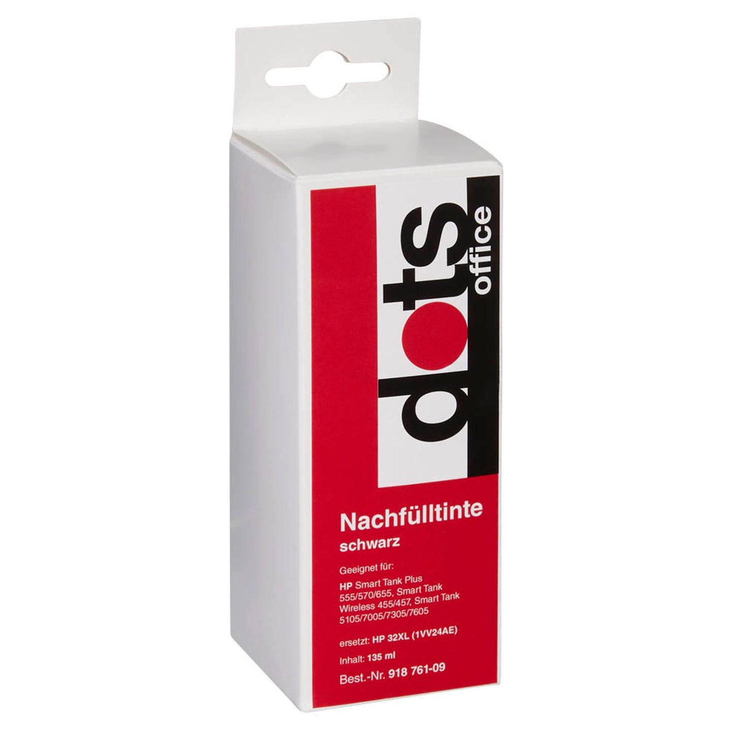 dots schwarz Tintenflasche kompatibel zu HP 32XL (1VV24AE) | 1769,1001-DOTS
