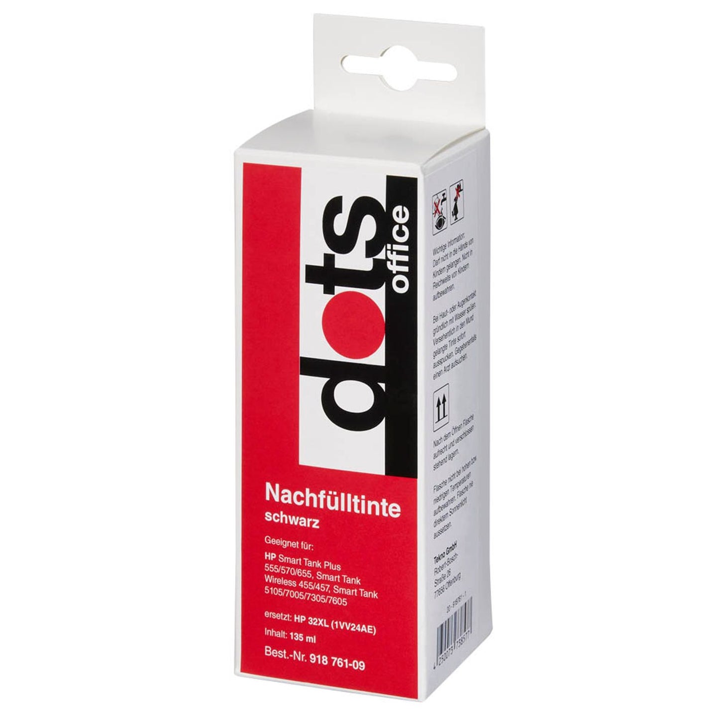 dots schwarz Tintenflasche kompatibel zu HP 32XL (1VV24AE) | 1769,1001-DOTS
