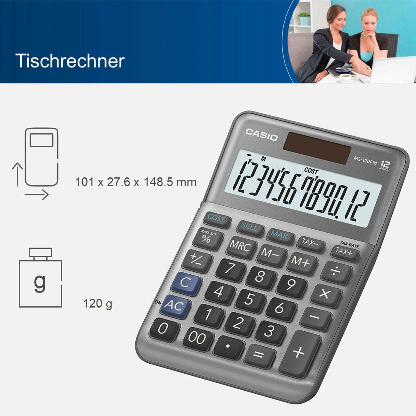 CASIO Tischrechner grau | MS-120FM