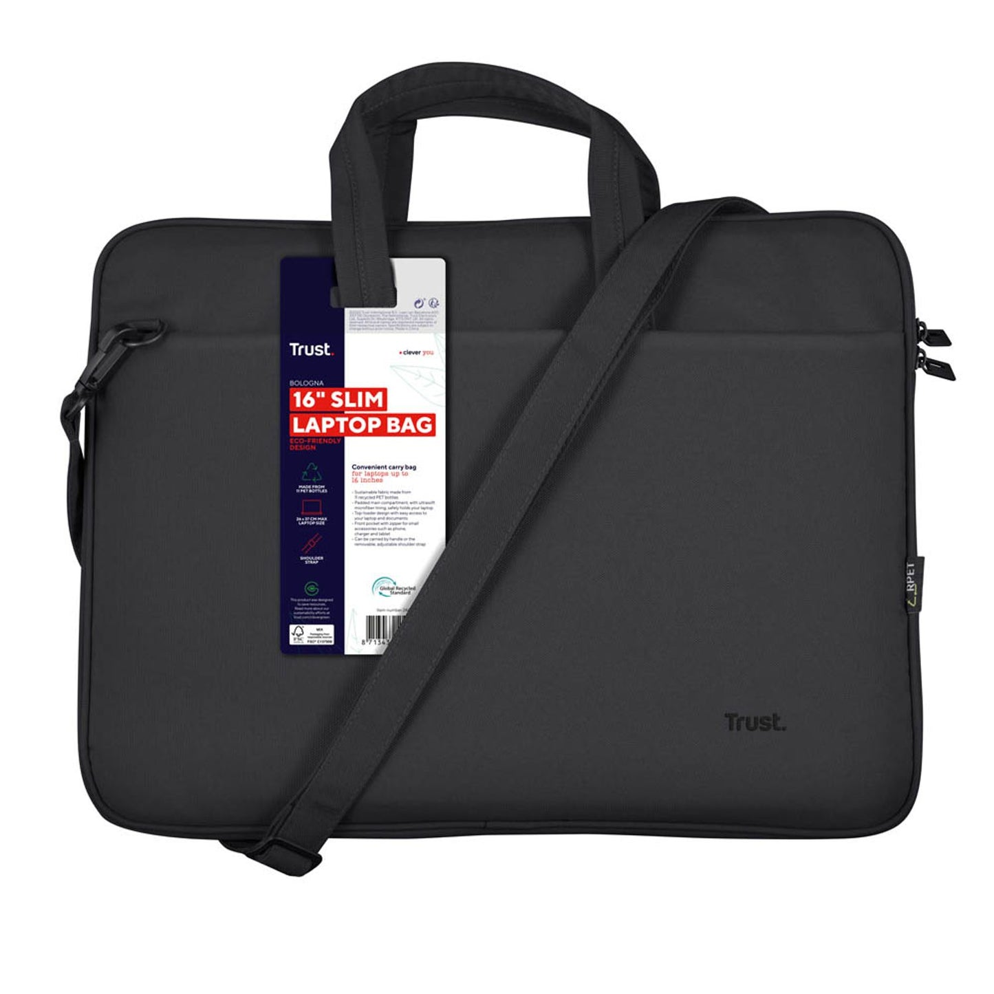 Trust Laptoptasche Bologna Slim Kunstfaser bis 40,6 cm (16 Zoll)