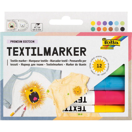 folia Textilmarker farbsortiert 1,0 - 5,0 mm | 581 | 1 Pack = 12 St.