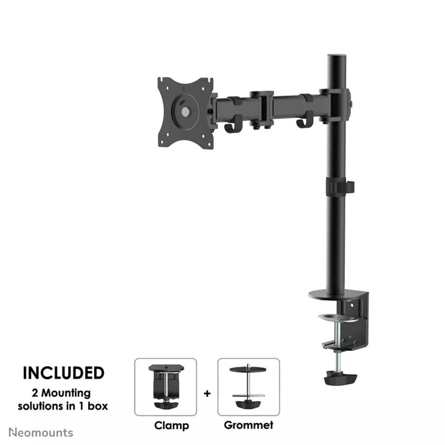Neomounts Monitor-Halterung schwarz für 1 Monitor, Tischklemme, Tischbohrung | NM-D135BLACK