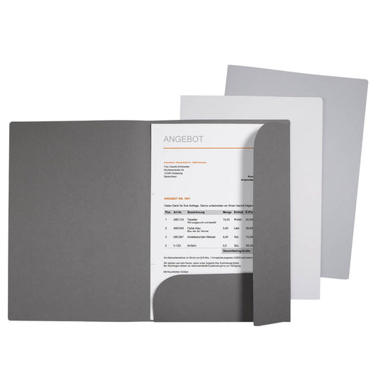 VELOFLEX Angebotsmappe Grey Elegance DIN A4 farbsortiert | 4441781 | 1 Pack = 3 St.