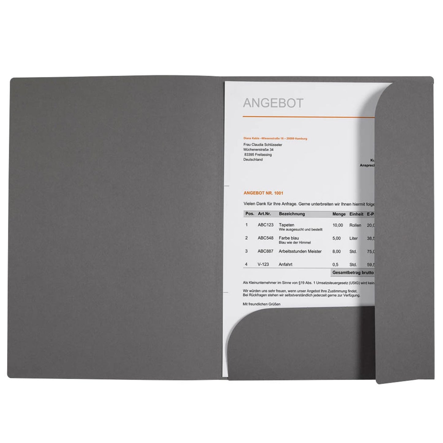 VELOFLEX Angebotsmappe Grey Elegance DIN A4 farbsortiert | 4441781 | 1 Pack = 3 St.