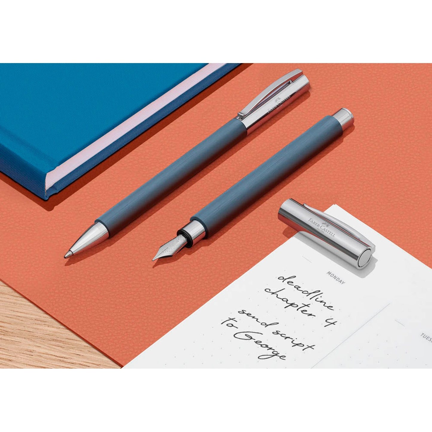 FABER-CASTELL Ambition Edelharz Patronenfüller blau/silber M (mittel) | 147140