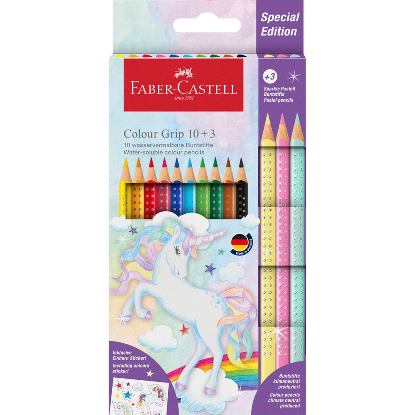FABER-CASTELL Colour Grip Buntstifte farbsortiert | 201542 | 1 Pack = 13 St.