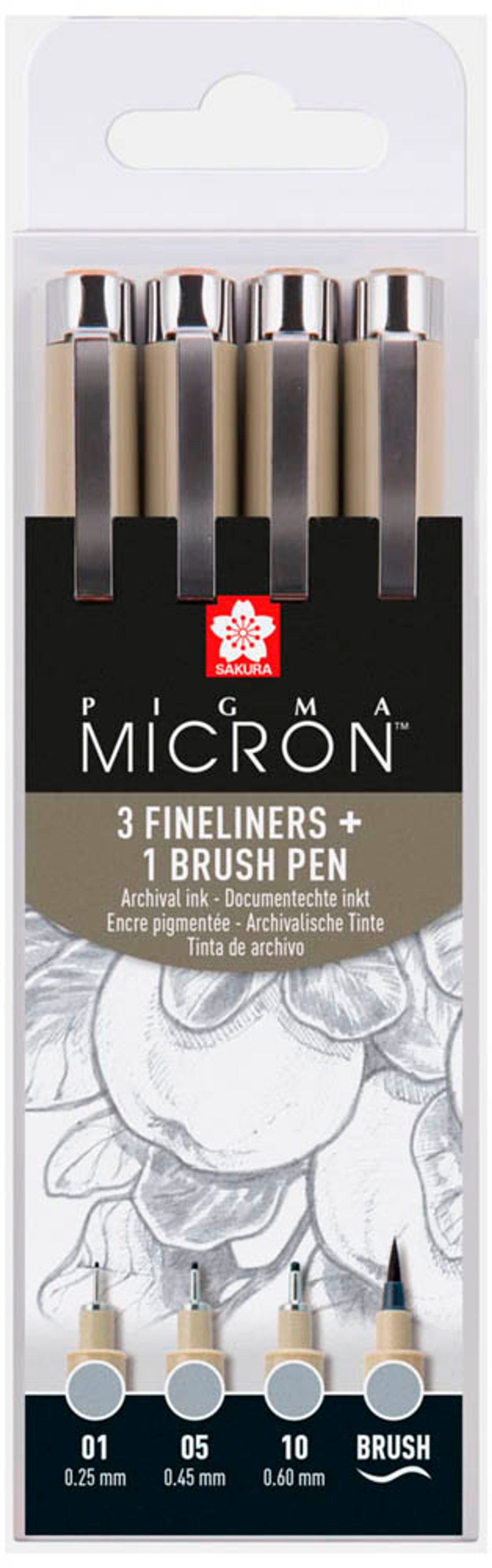 Sakura Pigma Micron Fineliner-Set farbsortiert 0,25 + 0,45 + 0,60 mm, 4 St.