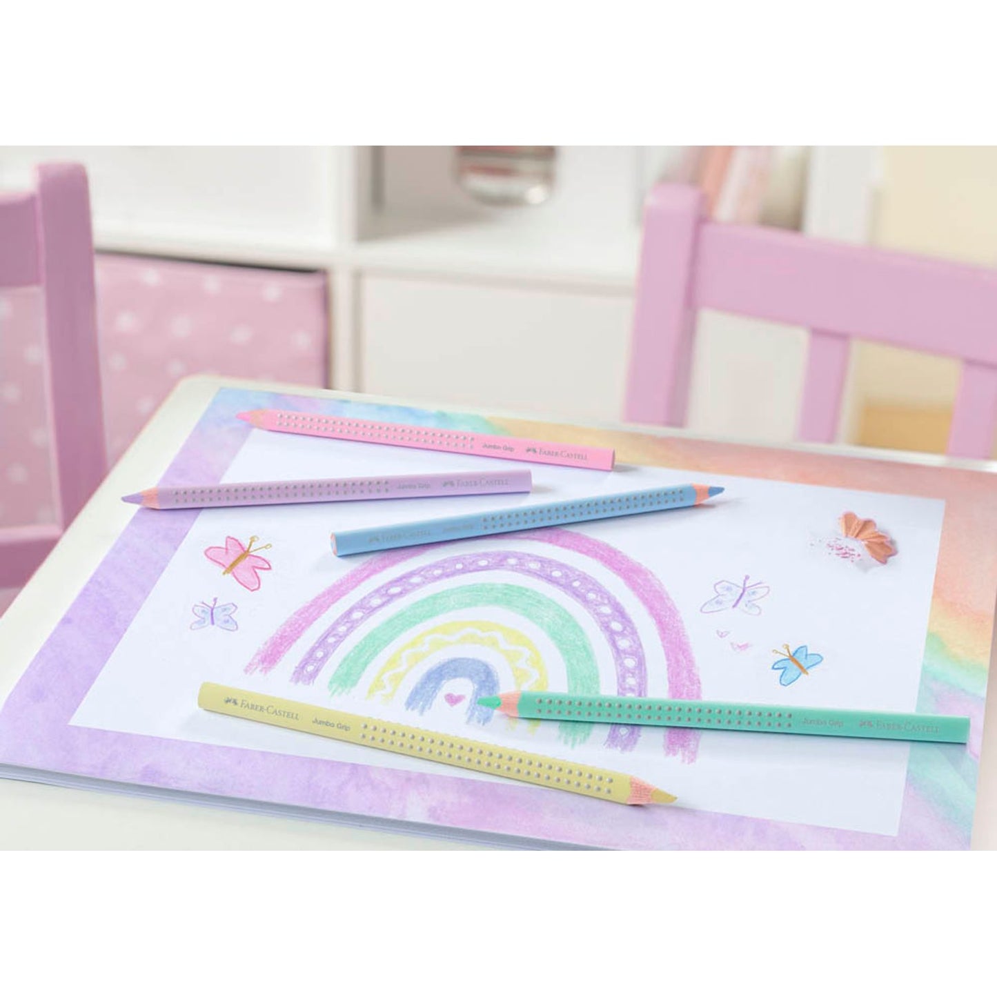 FABER-CASTELL Jumbo Grip Pastell Buntstifte farbsortiert | 110991 | 1 Pack = 5 St.
