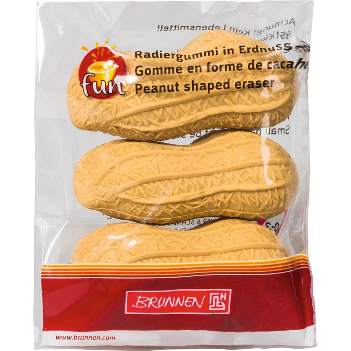 BRUNNEN Radiergummis Erdnuss beige | 102988601 | 1 Pack = 3 St.