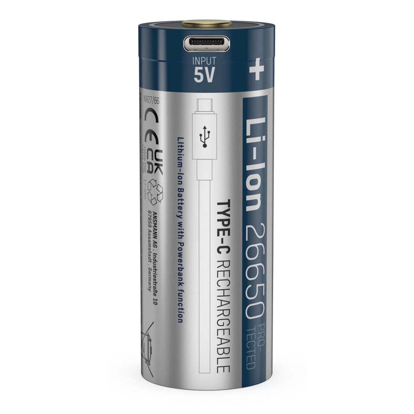 ANSMANN USB-Akku mit Ladekabel 26650 26650 5100 mAh | 1307-0012