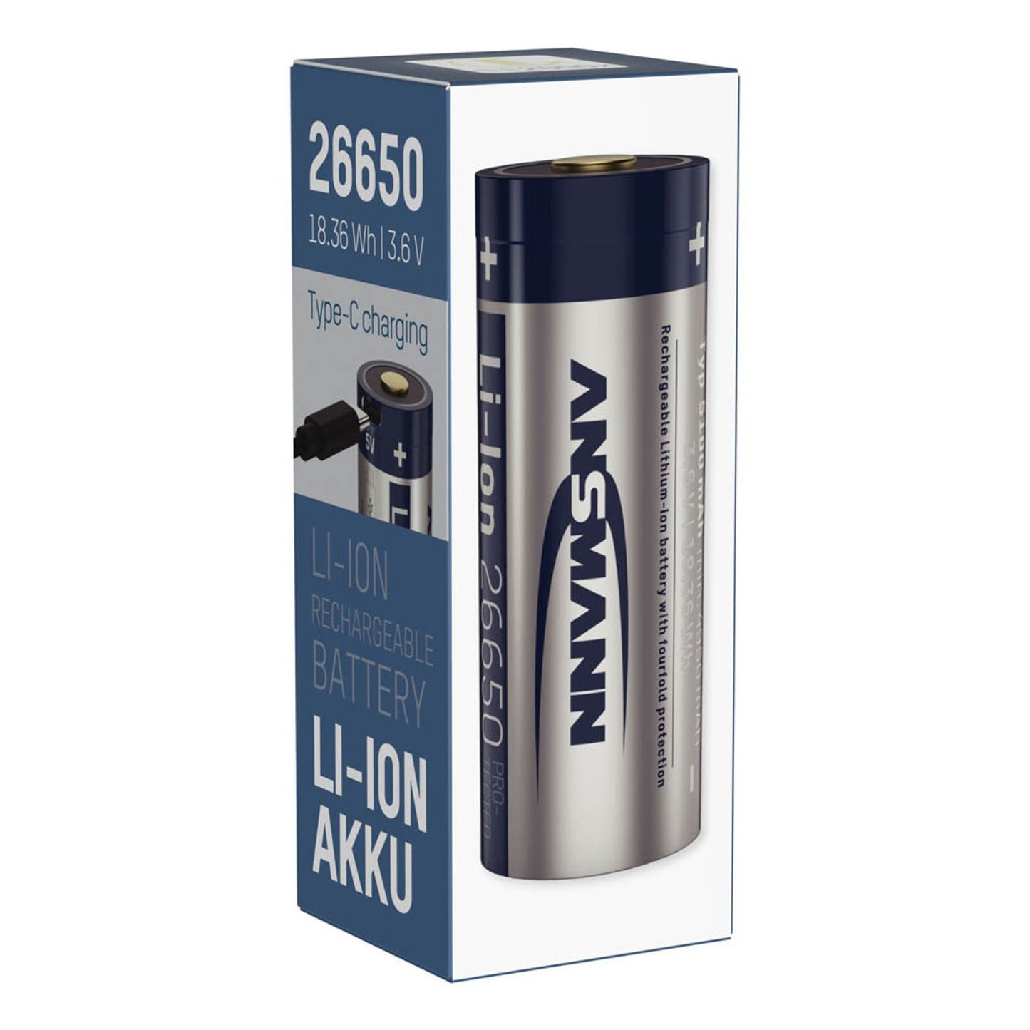 ANSMANN USB-Akku mit Ladekabel 26650 26650 5100 mAh | 1307-0012