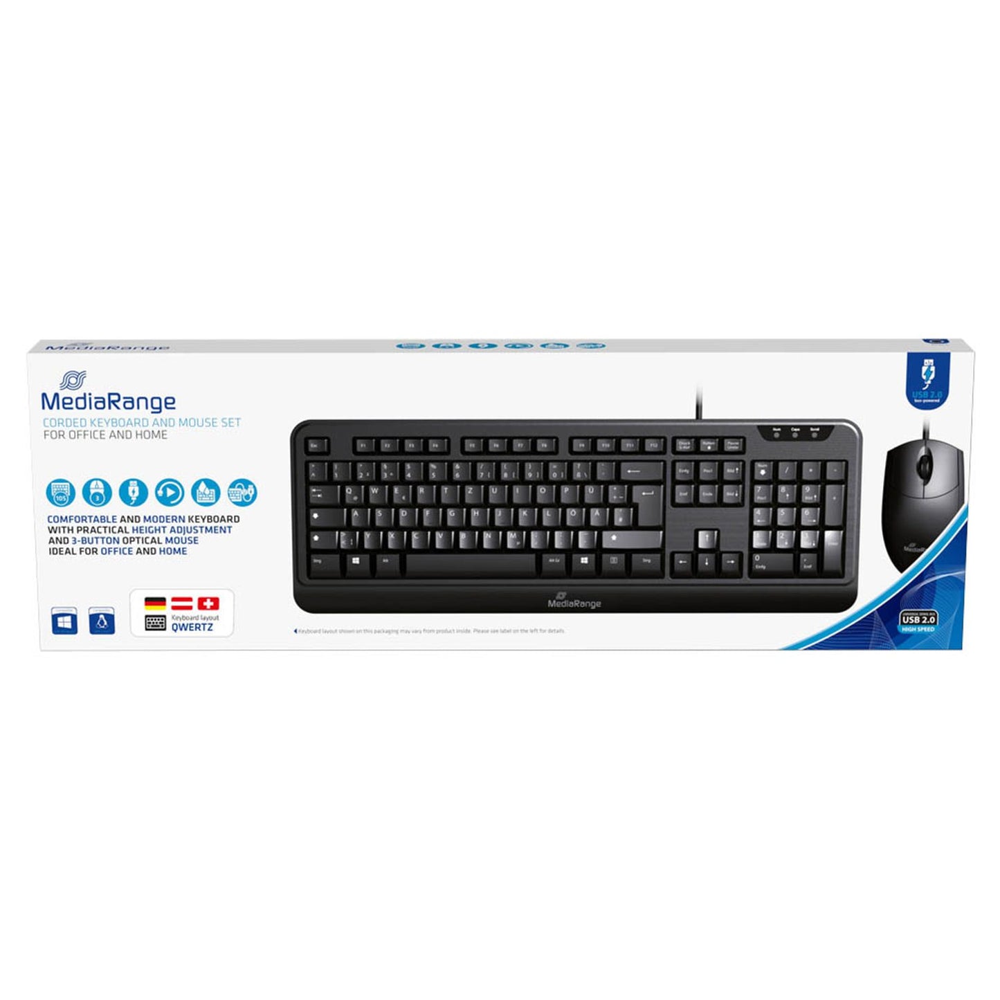 MediaRange Tastatur-Maus-Set kabelgebunden schwarz | MROS108