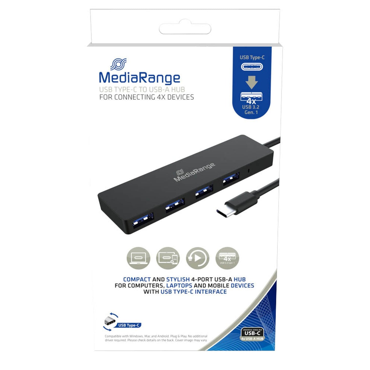 MediaRange USB-Hub 4-fach schwarz | MRCS508