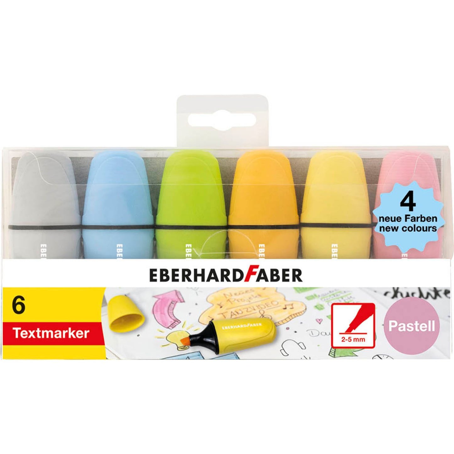 EBERHARD FABER Pastell Mini Textmarker farbsortiert | 551413 | 1 Pack = 6 St.