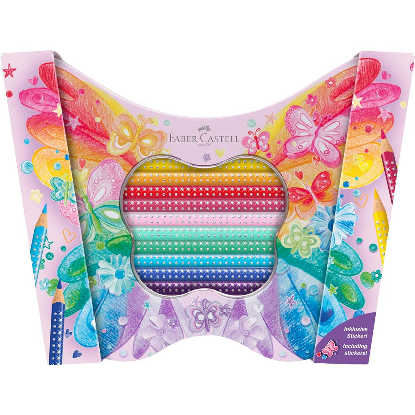 FABER-CASTELL Geschenkset Schmetterling Sparkle Buntstifte farbsortiert | 201971 | 1 Pack = 20 St.