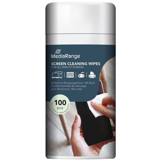 MediaRange Bildschirm-Reinigungstücher 1-lagig weiß, 100 Tücher | MR720 | 1 Pack = 100 Tücher