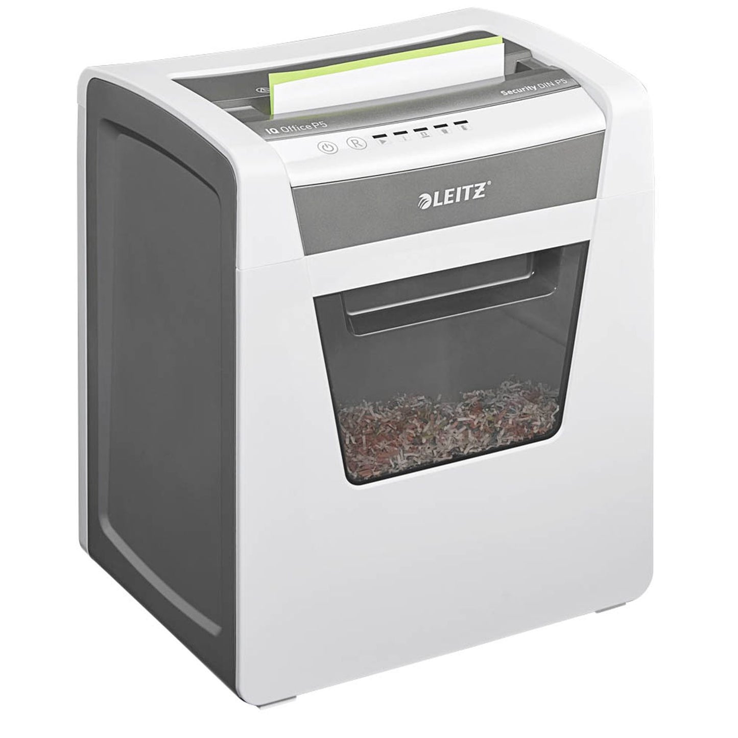 LEITZ IQ Office Aktenvernichter mit Partikelschnitt P-5, 2 x 15 mm, bis , weiß | 80020000