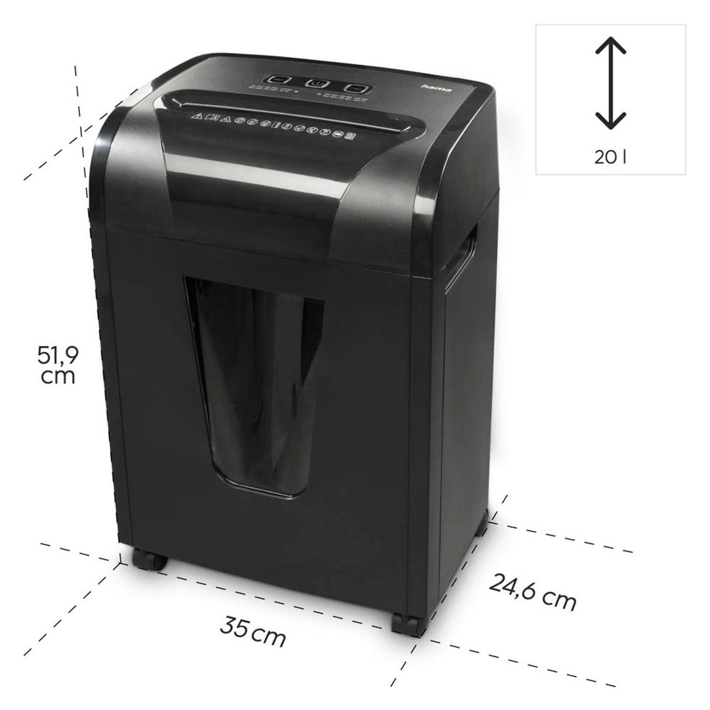 hama Premium M10+ Aktenvernichter mit Partikelschnitt P-5, 2 x 12 mm, bis , schwarz | 50549