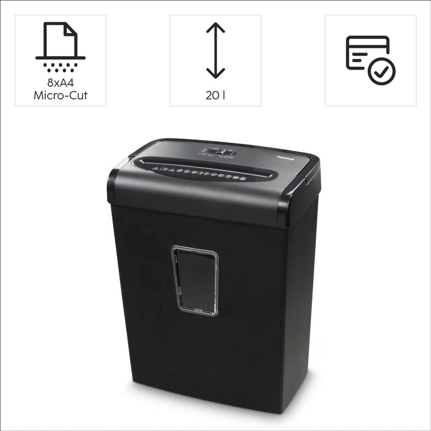 hama Premium M8+ Aktenvernichter mit Partikelschnitt P-5, 2 x 12 mm, bis , schwarz | 50548