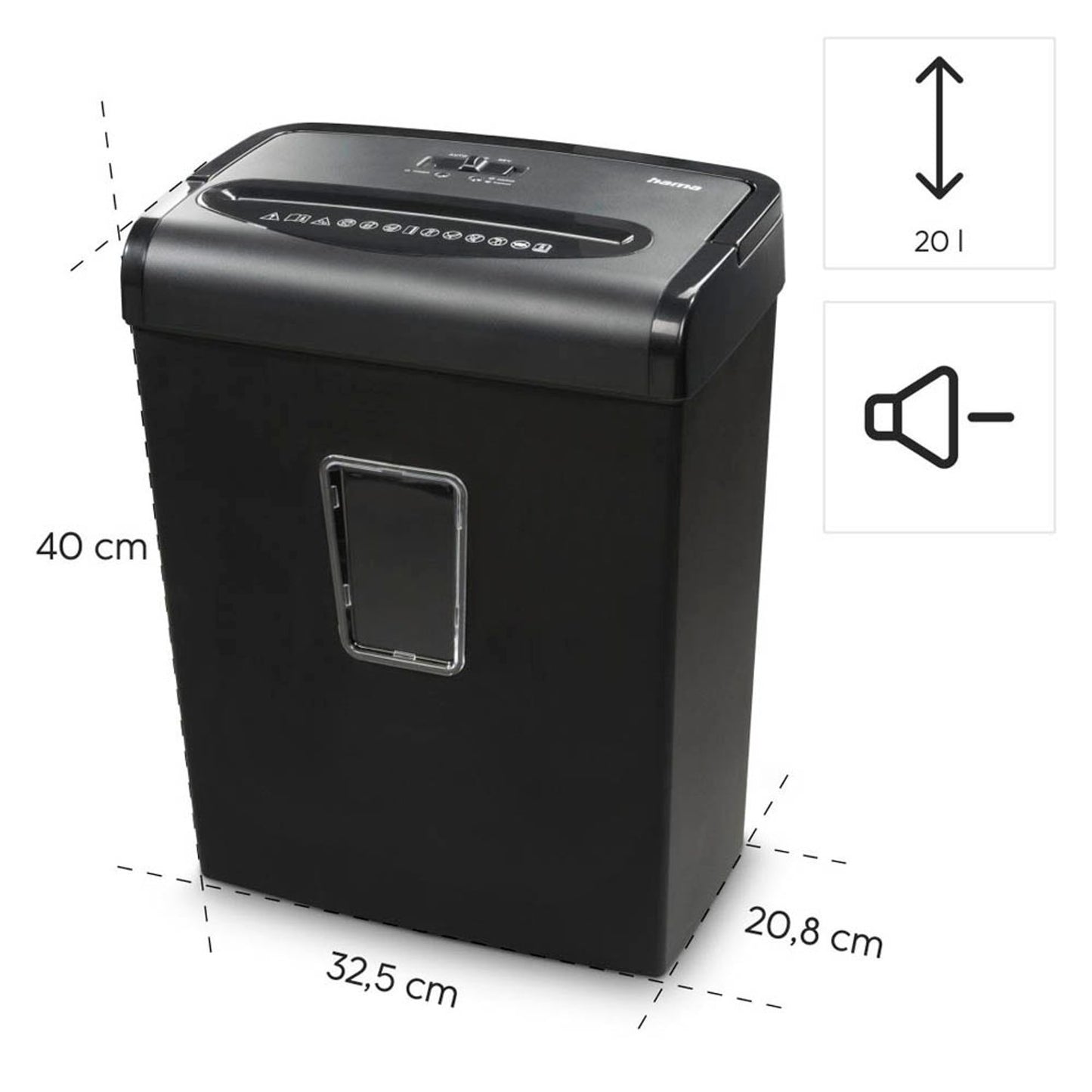 hama Premium M8+ Aktenvernichter mit Partikelschnitt P-5, 2 x 12 mm, bis , schwarz | 50548
