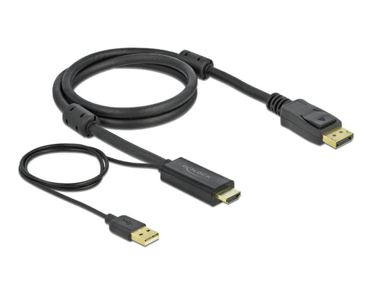 DeLOCK HDMI/DisplayPort HDMI-Kabel 4K 30 Hz schwarz, 1 St.