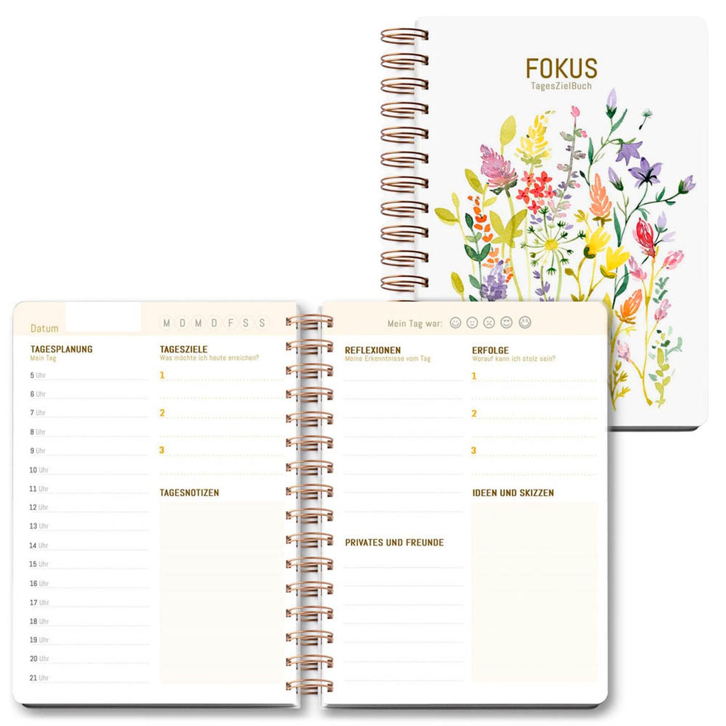 LUMA Notizbuch MyJourney Tageszielbuch Wildblumen DIN A5 blanko, mehrfarbig Hardcover 100 Seiten | LU MYJOURNEY 04
