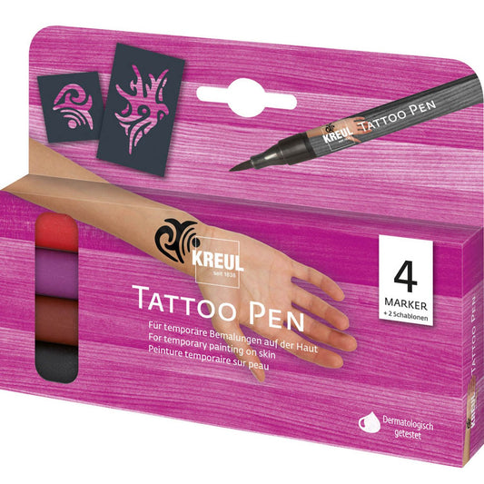 KREUL Tribals Tattoostifte farbsortiert 0,5 mm | 62170 | 1 Pack = 4 St.