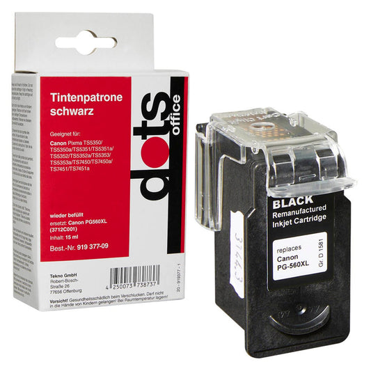 dots schwarz Druckerpatrone kompatibel zu Canon PG-560XL | 1581,4001-DOTS
