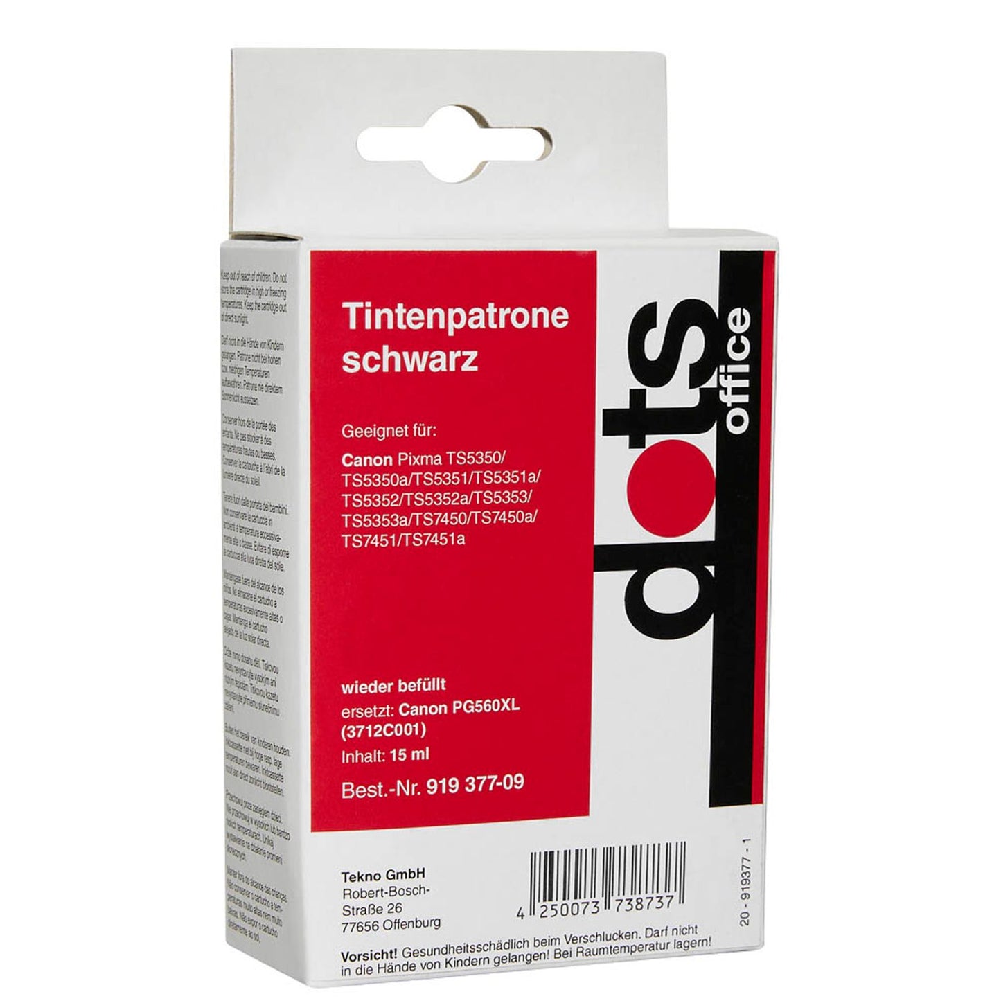 dots schwarz Druckerpatrone kompatibel zu Canon PG-560XL | 1581,4001-DOTS