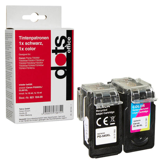 dots schwarz, color Druckerpatronen kompatibel zu Canon PG560XL/CL561XL, 2er-Set | 1581,4005-DOTS | 1 Pack = 2 St.