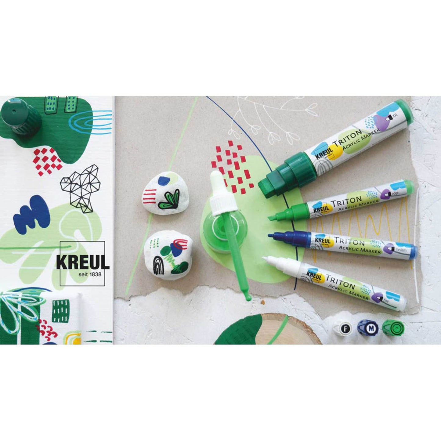 KREUL Triton Power Pack Acrylstifte farbsortiert 15,0 + 1,4 mm | 17900 | 1 Pack = 13 St.