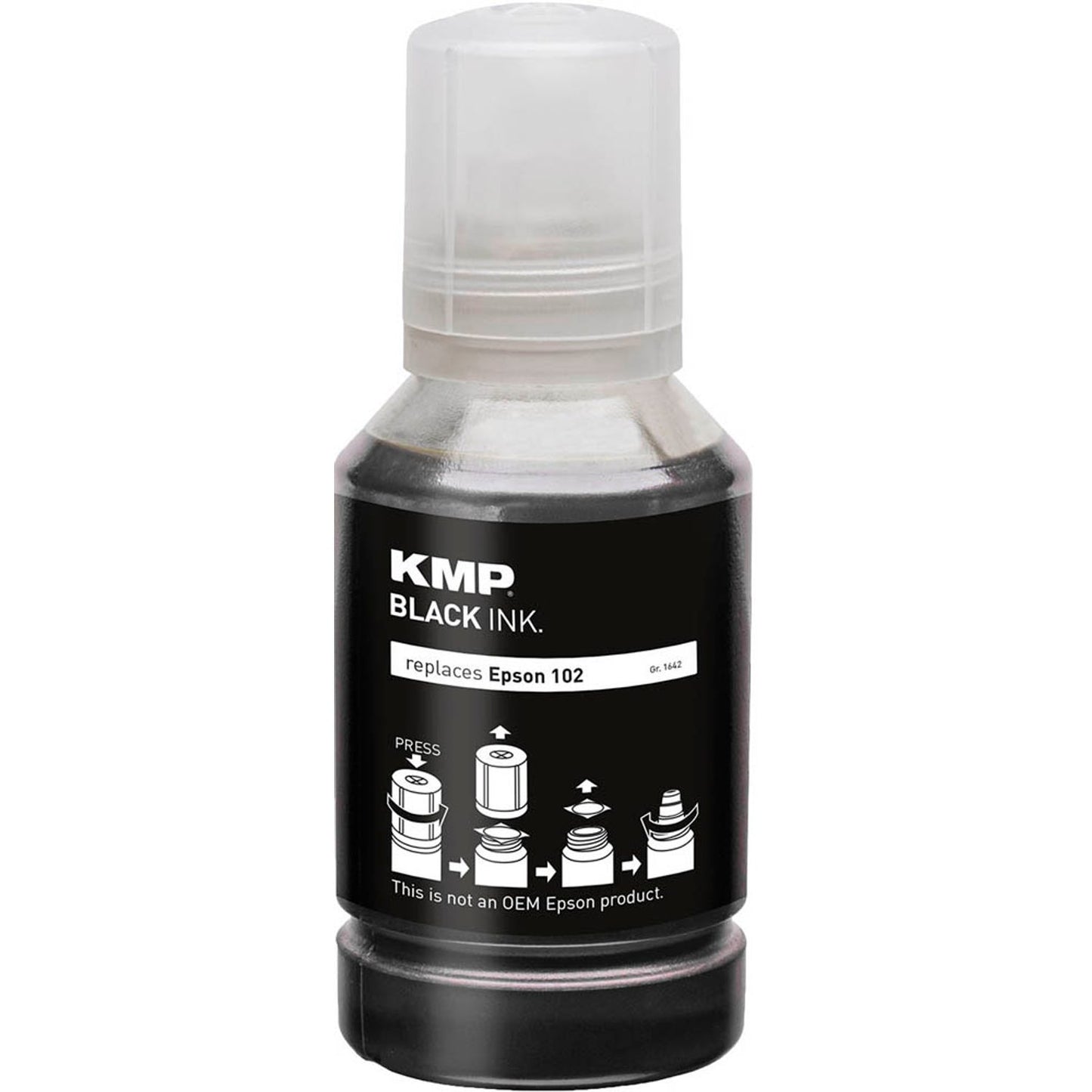 KMP schwarz Tintenflasche kompatibel zu EPSON 102/T03R14 | 1642,1001
