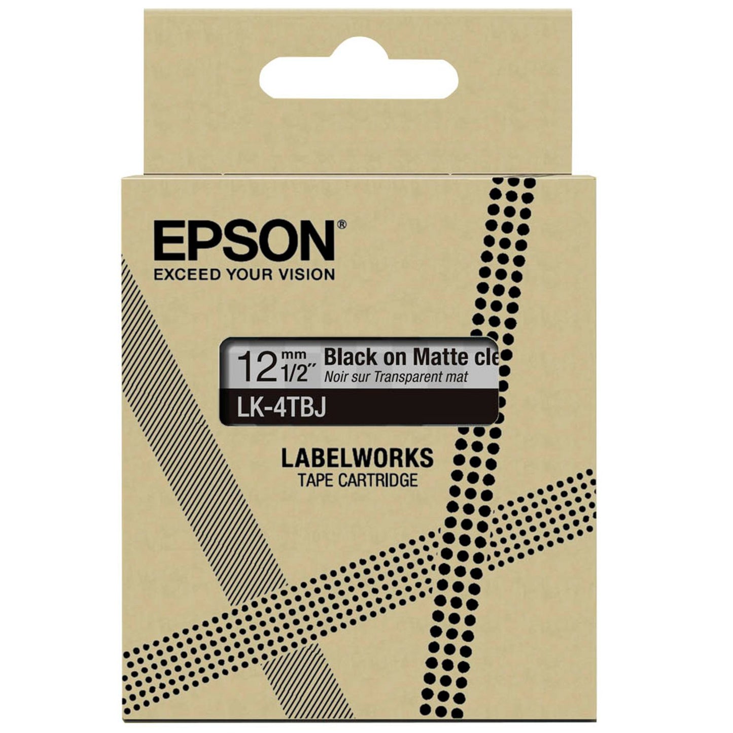 EPSON Schriftband LK LK-4TBJ , 12 mm schwarz auf transparent | C53S672065