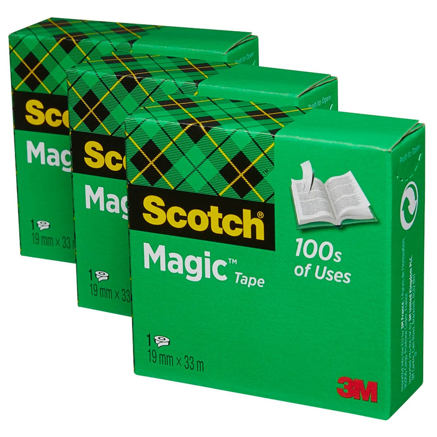 Scotch AKTION: Magic™ Tape Klebefilm matt 19,0 mm x 33,0 m + GRATIS 1 Tischabroller | C38SM3S | 1 Aktionspack = 3 Rollen