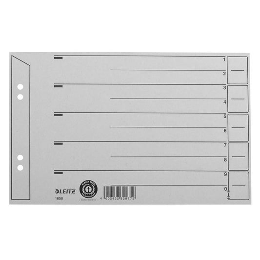 LEITZ Trennblätter 1656 1-0 grau | 16560085 | 1 Pack = 100 St.