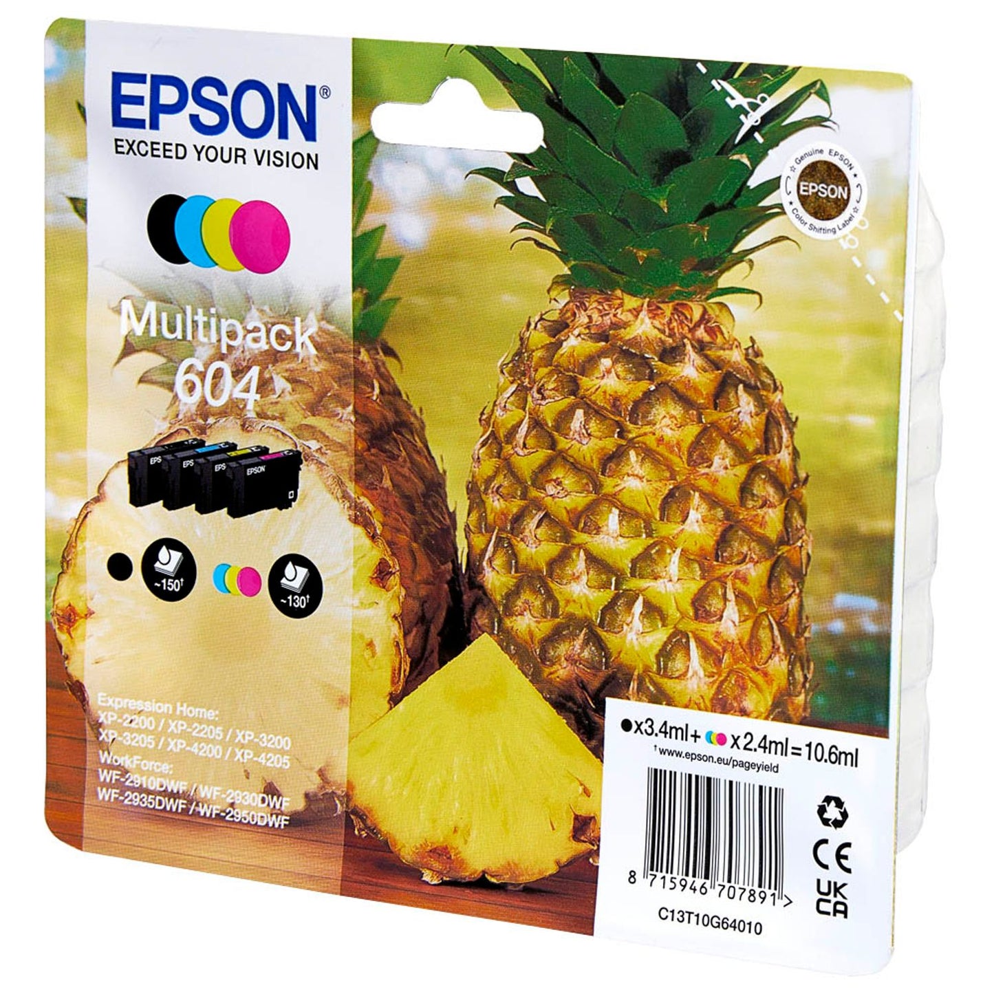 EPSON 604/T10G64 schwarz, cyan, magenta, gelb Druckerpatronen, 4er-Set | C13T10G64010 | 1 Pack = 4 St.