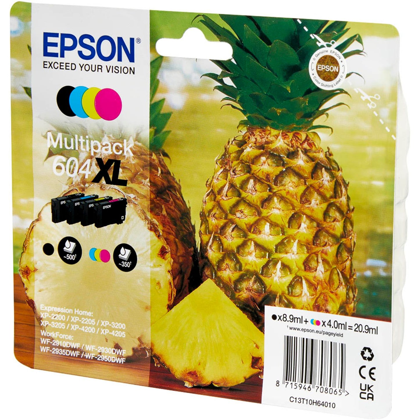 EPSON 604XL/T10H64 schwarz, cyan, magenta, gelb Druckerpatronen, 4er-Set | C13T10H64010 | 1 Pack = 4 St.