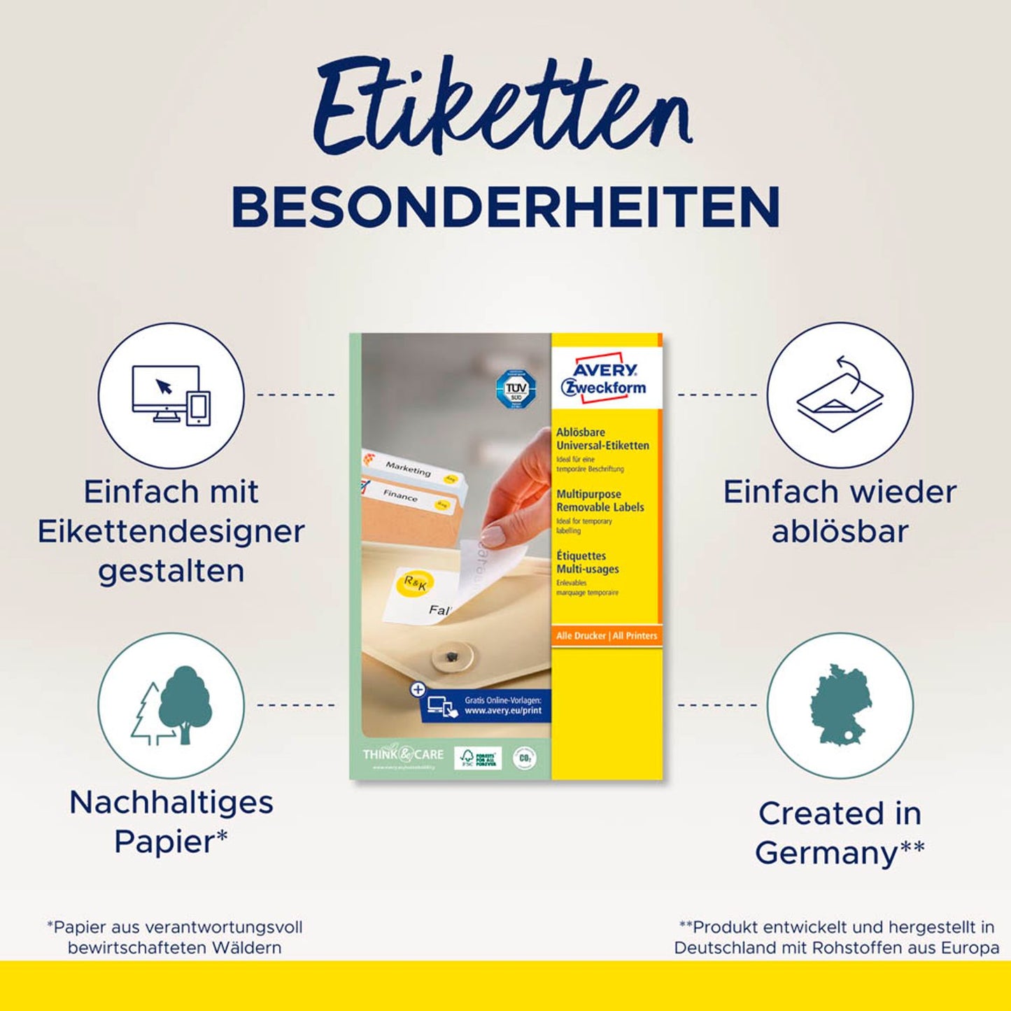 AVERY Zweckform Etiketten weiß 210,0 x 297,0 mm | L4735REV-100 | 1 Pack = 100 Blatt