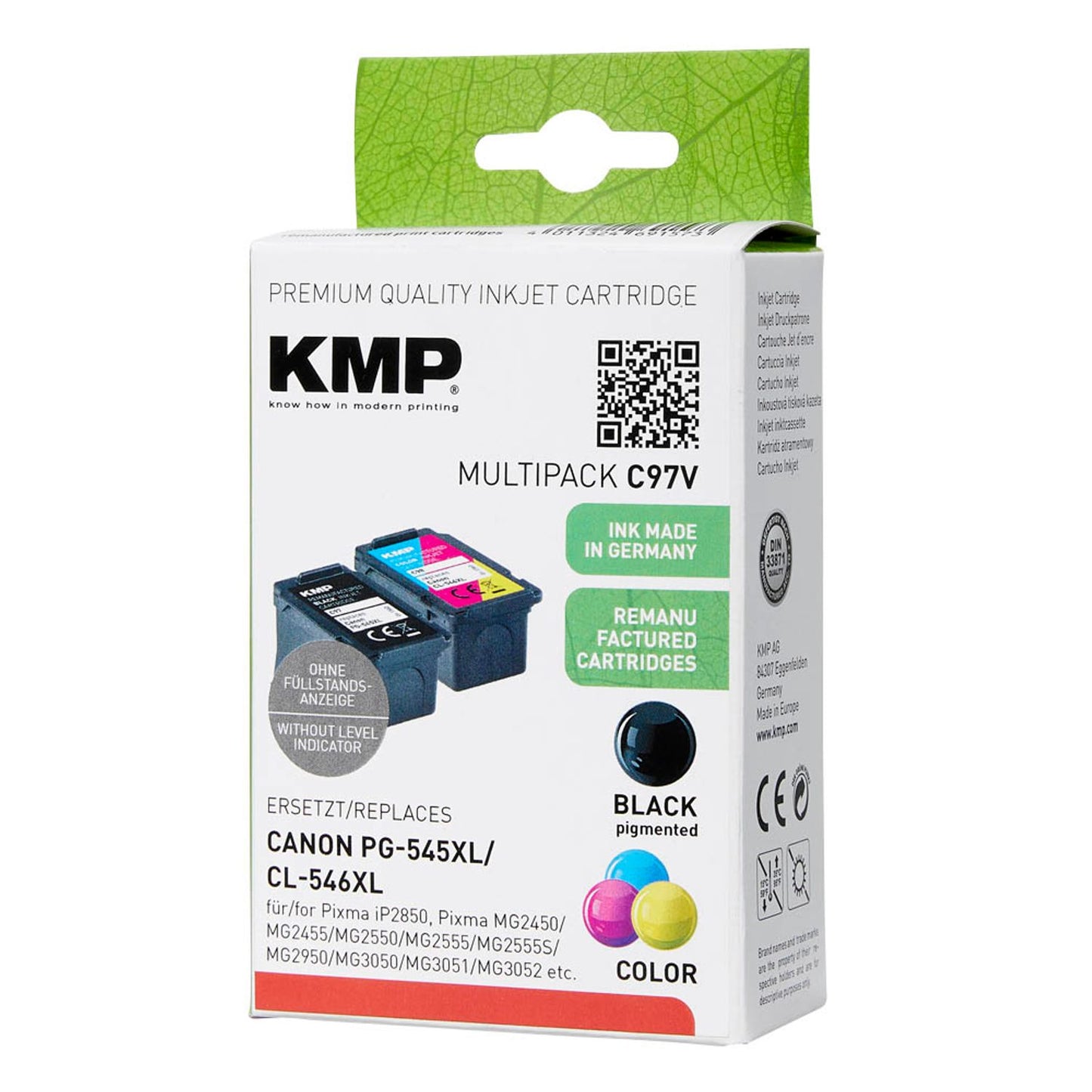 KMP C97V schwarz, color Druckköpfe kompatibel zu Canon PG-545XL + CL-546XL, 2er-Set | 1562,4005 | 1 Pack = 2 St.