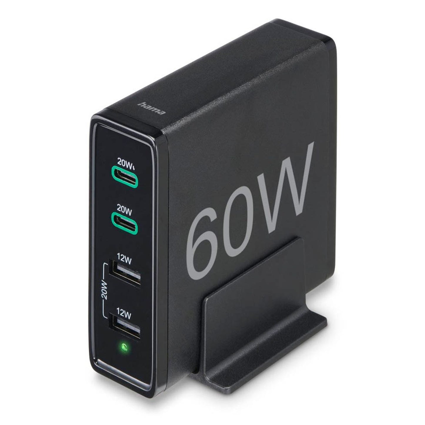 hama 4in1 USB-Ladestation schwarz, Kabellänge: 1,2 m, 60 Watt | 201628