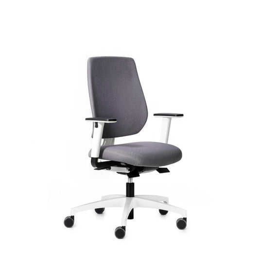 Dauphin Bürostuhl speed-o comfort Stoff grau, Gestell weiß | 7639 KVW A208 FHKVW S50GS R75W 012.031