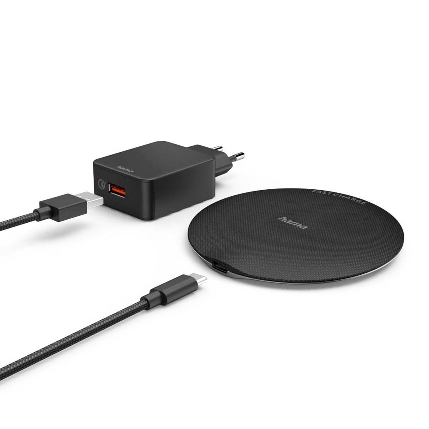 hama QI-FC15 Metal Induktive Ladestation schwarz, Kabellänge: 1,0 m, 15 Watt | 201687
