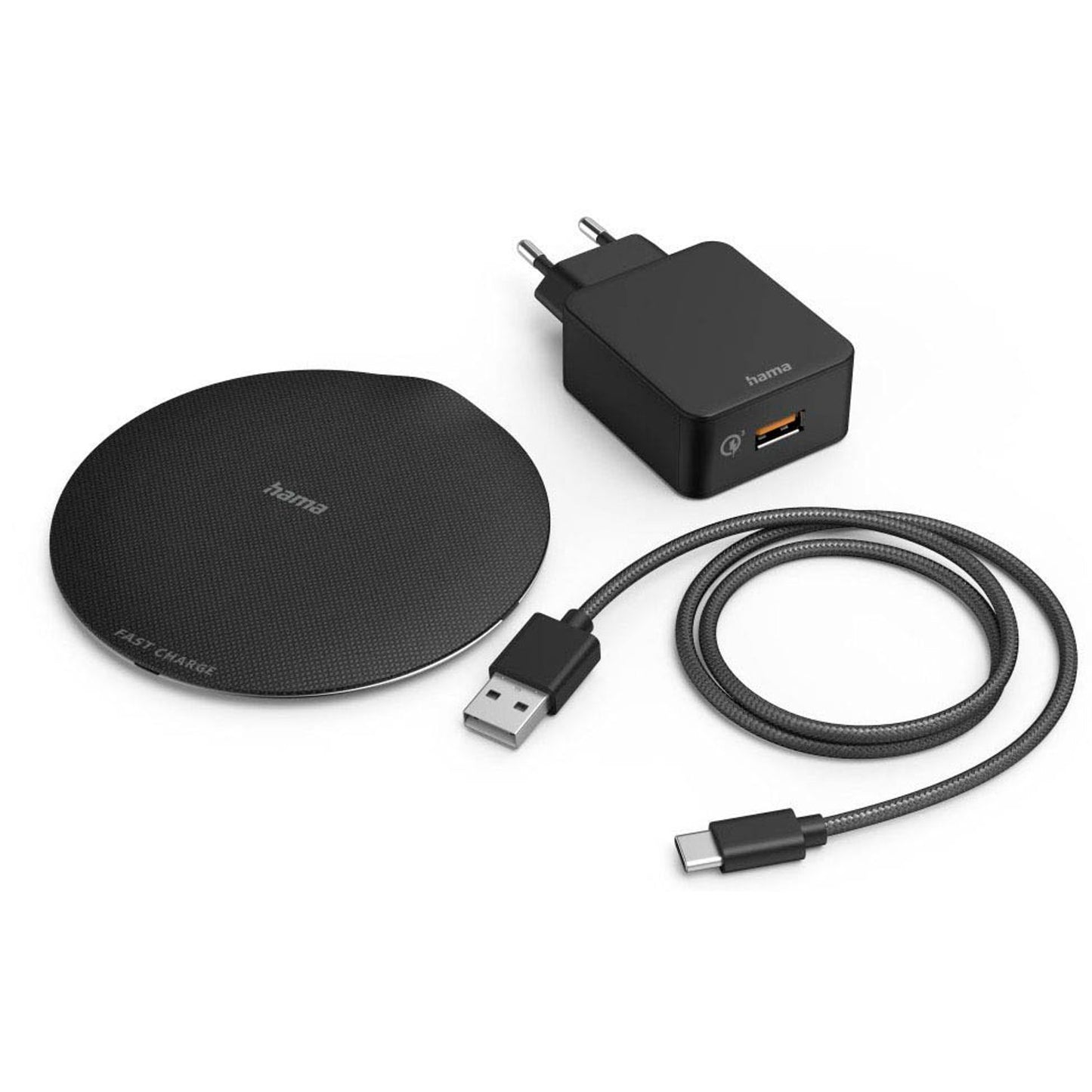 hama QI-FC15 Metal Induktive Ladestation schwarz, Kabellänge: 1,0 m, 15 Watt | 201687