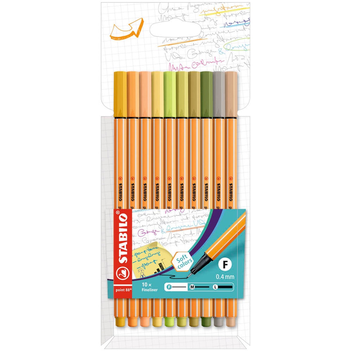 STABILO point 88 Soft colors Fineliner farbsortiert 0,4 mm | 8810-22 | 1 Pack = 10 St.