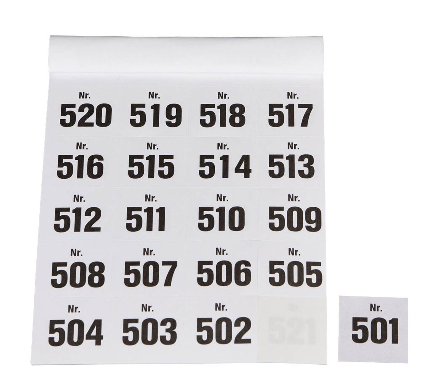 WOLF & APPENZELLER Klebenummern Zahlen, 20,0 x 24,0 mm, 100 Etiketten