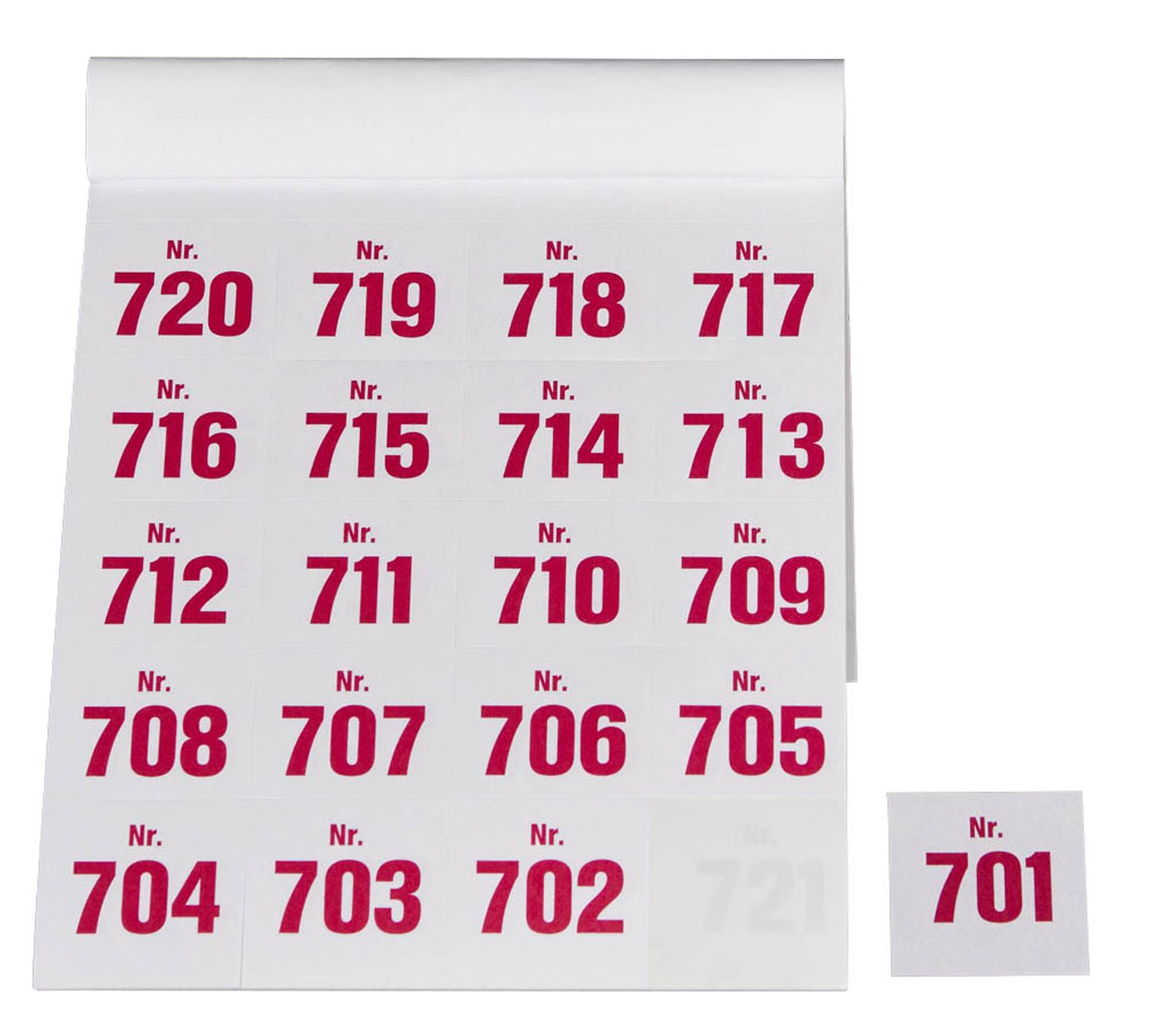 WOLF & APPENZELLER Klebenummern Zahlen, 20,0 x 24,0 mm, 100 Etiketten