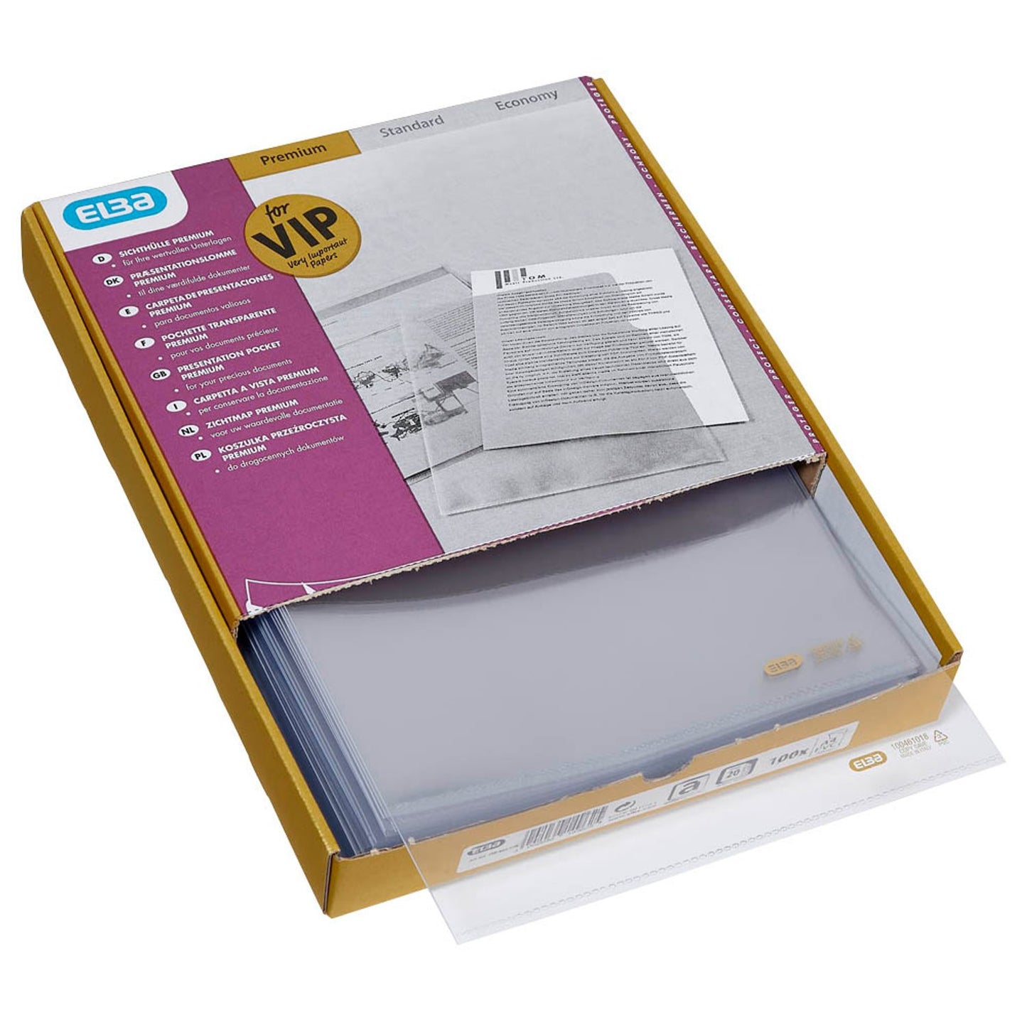 ELBA Sichthüllen DIN A4 glasklar glatt 0,14 mm | 100461018 | 1 Pack = 100 St.