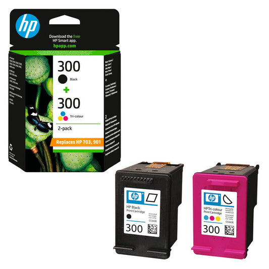 HP 300 () schwarz, color Druckerpatronen, 2er-Set | CN637EE | 1 Aktionspack = 2 St.