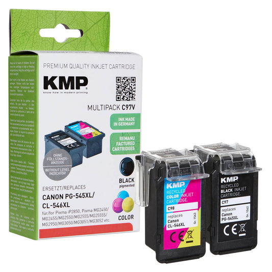 KMP C97V schwarz, color Druckköpfe kompatibel zu Canon PG-545XL + CL-546XL, 2er-Set | 1562,4005 | 1 Pack = 2 St.