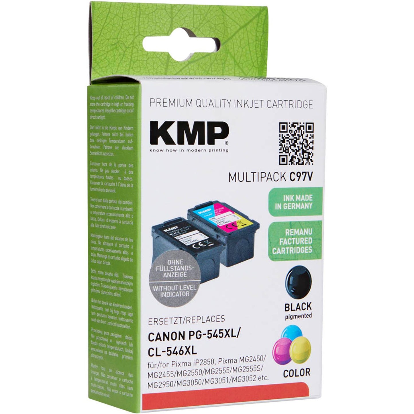 KMP C97V schwarz, color Druckköpfe kompatibel zu Canon PG-545XL + CL-546XL, 2er-Set | 1562,4005 | 1 Pack = 2 St.